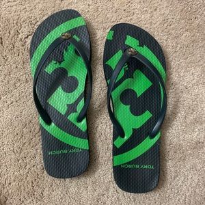 Tory Burch navy flip flops. Size 8